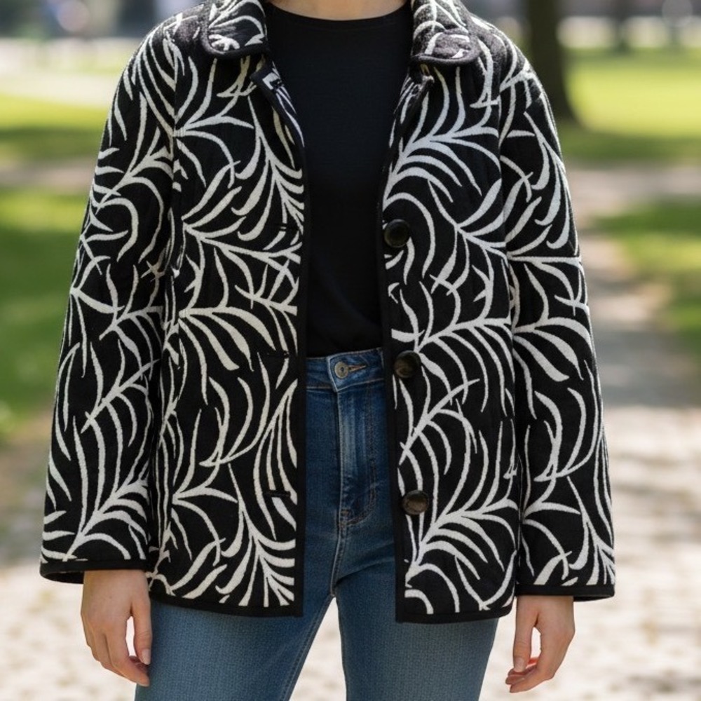 Trimdin Tuscany Collection Jacket Womens M Onyx Reversible Artisan Art To Wear